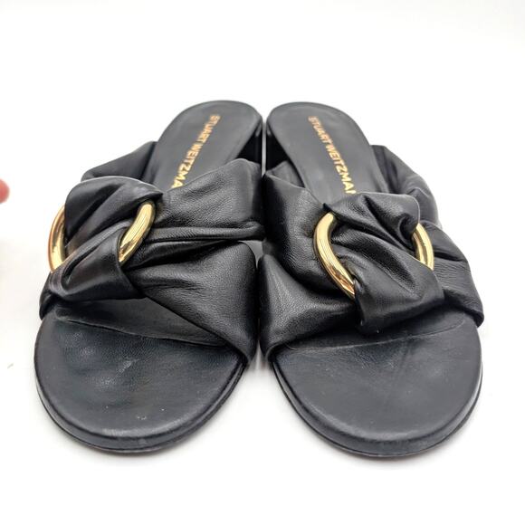 Stuart Weitzman Cece Block Heel Sandal Women's Open Toe Black Size US8B EU38.5 - Picture 2 of 14